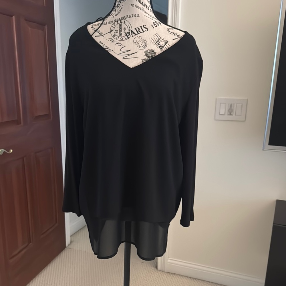 MICHAEL Michael Kors Black and White Long Sleeve Blouse